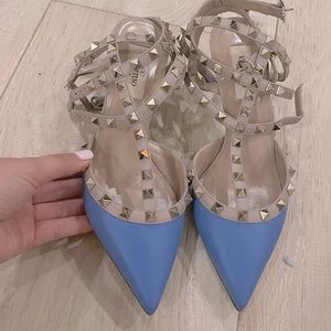Valentino Powder Blue rock studded Pumps